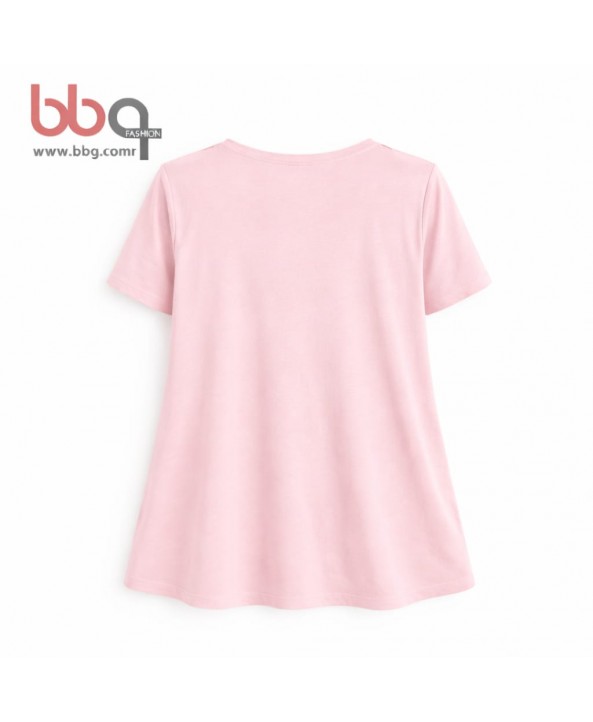 BAYAN BÜYÜK BEDEN GENİŞ KALIP V YAKA T-SHIRT-5