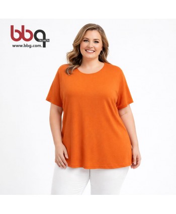  BAYAN BÜYÜK BEDEN GENİŞ KALIP YUVARLAK YAKA T-SHIRT