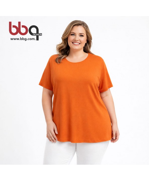  BAYAN BÜYÜK BEDEN GENİŞ KALIP YUVARLAK YAKA T-SHIRT