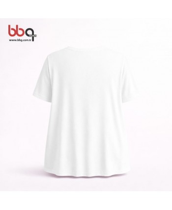  BAYAN BÜYÜK BEDEN GENİŞ KALIP YUVARLAK YAKA T-SHIRT-B