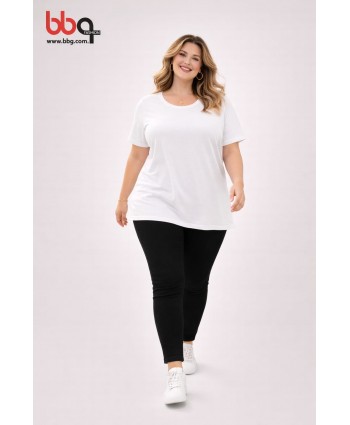  BAYAN BÜYÜK BEDEN GENİŞ KALIP YUVARLAK YAKA T-SHIRT-B