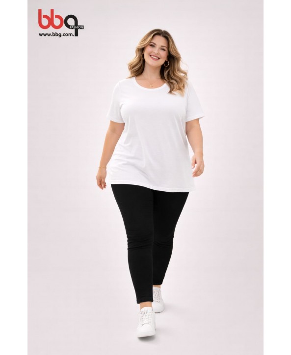  BAYAN BÜYÜK BEDEN GENİŞ KALIP YUVARLAK YAKA T-SHIRT-B