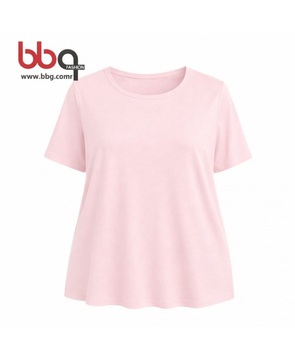  BAYAN BÜYÜK BEDEN GENİŞ KALIP YUVARLAK YAKA T-SHIRT-P