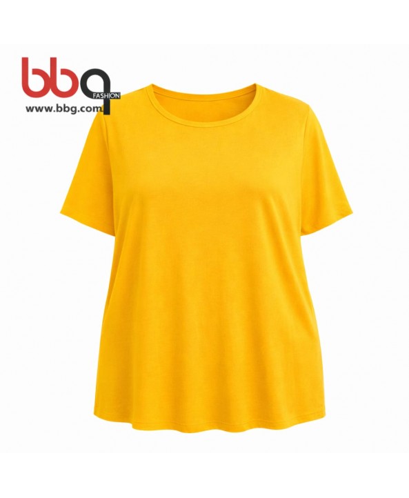 BAYAN BÜYÜK BEDEN GENİŞ KALIP YUVARLAK YAKA T-SHIRT-S