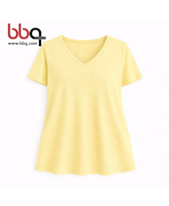  BAYAN BÜYÜK BEDEN GENİŞ KALIP V YAKA T-SHIRT-8