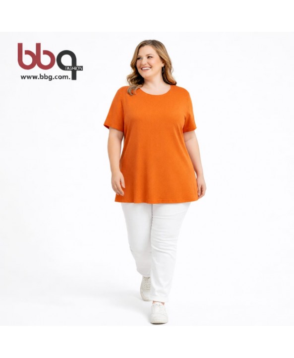  BAYAN BÜYÜK BEDEN GENİŞ KALIP YUVARLAK YAKA T-SHIRT