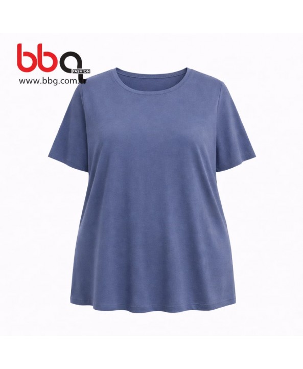 BAYAN BÜYÜK BEDEN GENİŞ KALIP YUVARLAK YAKA T-SHIRT-L