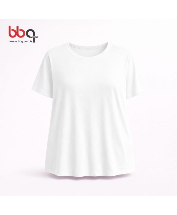  BAYAN BÜYÜK BEDEN GENİŞ KALIP YUVARLAK YAKA T-SHIRT-B