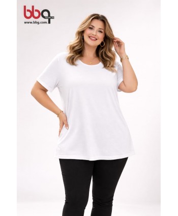  BAYAN BÜYÜK BEDEN GENİŞ KALIP YUVARLAK YAKA T-SHIRT-B