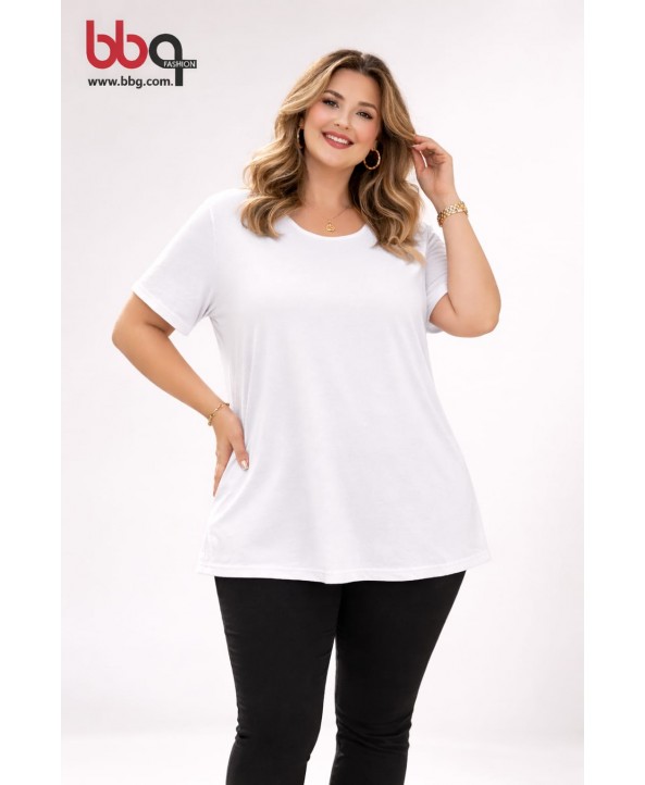  BAYAN BÜYÜK BEDEN GENİŞ KALIP YUVARLAK YAKA T-SHIRT-B