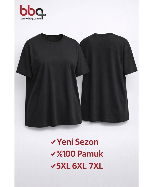 BAYAN BÜYÜK BEDEN GENİŞ KALIP %100 PAMUK YUVARLAK YAKA T-SHIRT-S BAYAN BÜYÜK BEDEN GENİŞ KALIP %100 PAMUK YUVARLAK YAKA T-SHIRT-S