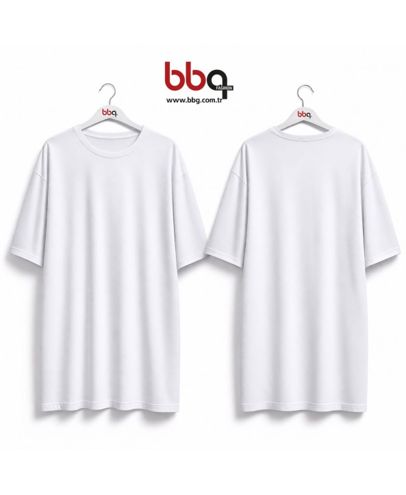 BAYAN BÜYÜK BEDEN GENİŞ KALIP %100 PAMUK YUVARLAK YAKA T-SHIRT-B