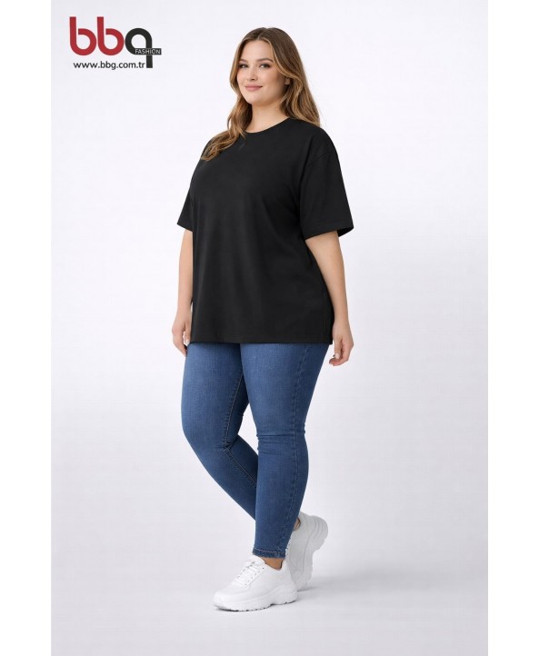 BAYAN BÜYÜK BEDEN GENİŞ KALIP %100 PAMUK YUVARLAK YAKA T-SHIRT-S BAYAN BÜYÜK BEDEN GENİŞ KALIP %100 PAMUK YUVARLAK YAKA T-SHIRT-S