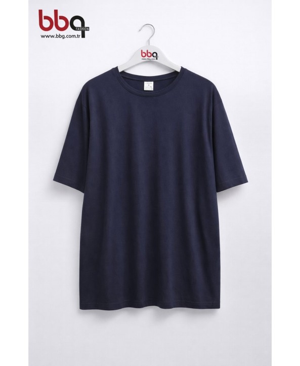 BAYAN BÜYÜK BEDEN GENİŞ KALIP %100 PAMUK YUVARLAK YAKA T-SHIRT-L