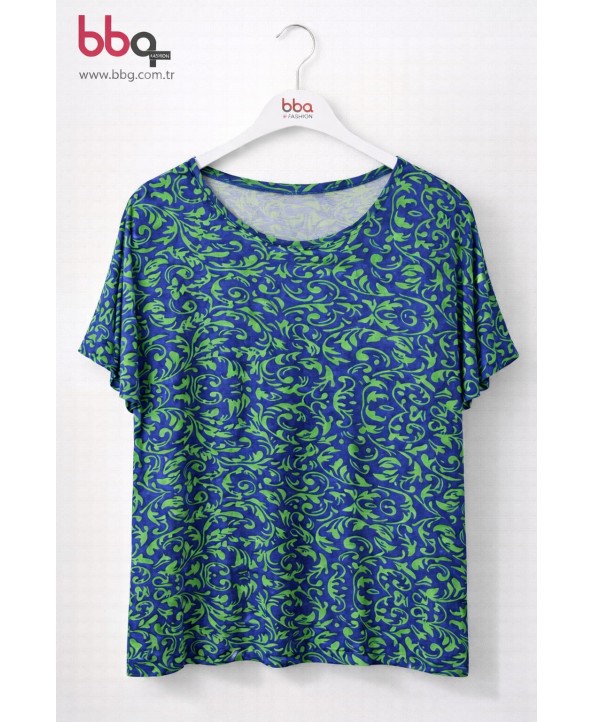 BAYAN BÜYÜK BEDEN DESENLİ T-SHIRT