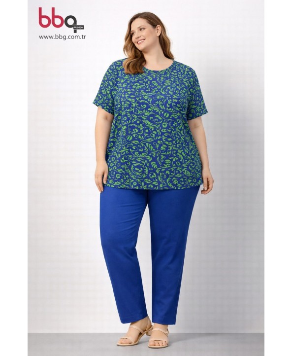 BAYAN BÜYÜK BEDEN DESENLİ T-SHIRT