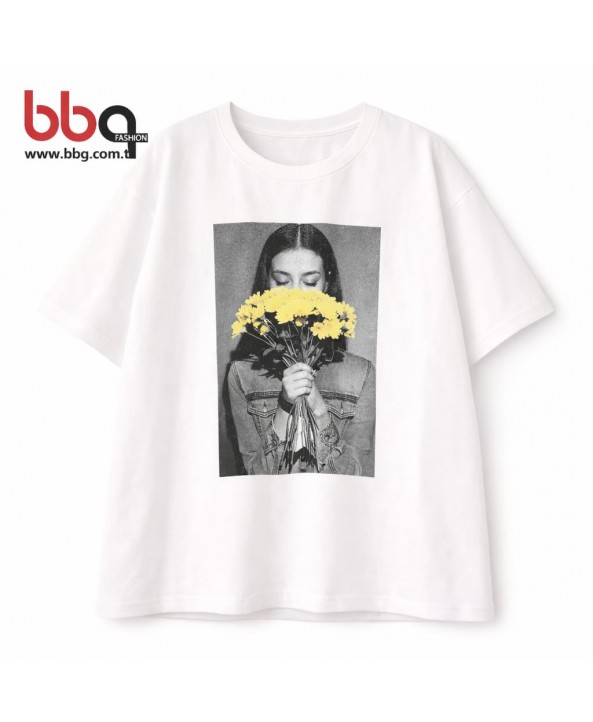 BAYAN BÜYÜK BEDEN GENİŞ KALIP % 100 PAMUK BASKILI T-SHIRT