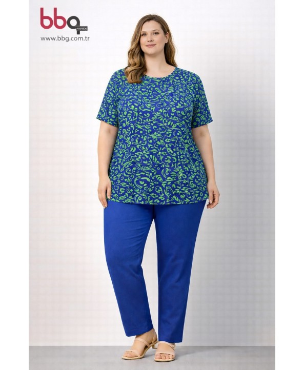 BAYAN BÜYÜK BEDEN DESENLİ T-SHIRT