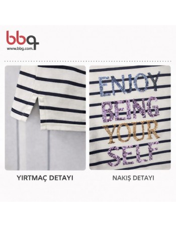 BAYAN BÜYÜK BEDEN GENİŞ KALIP 100 PAMUK NAKIŞ DETAYLI T-SHIRT