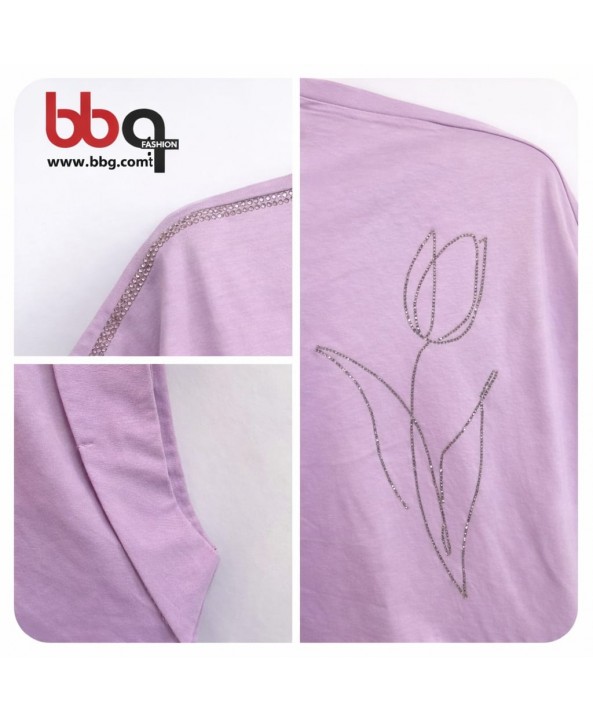 BAYAN BÜYÜK BEDEN TAŞLI T-SHIRT