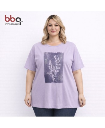 BAYAN BÜYÜK BEDEN GENİŞ KALIP BASKILI T-SHIRT