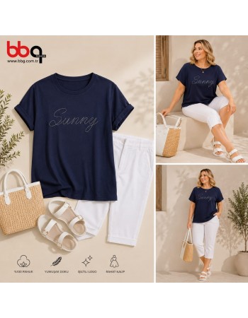 BAYAN BÜYÜK BEDEN GENİŞ KALIP  % 100 PAMUK T-SHIRT-L