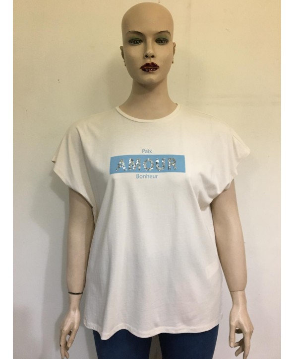 BAYAN BÜYÜK BEDEN YUVARLAK YAKA T-SHIRT