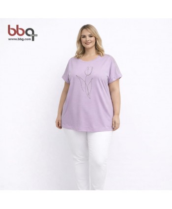 BAYAN BÜYÜK BEDEN TAŞLI T-SHIRT