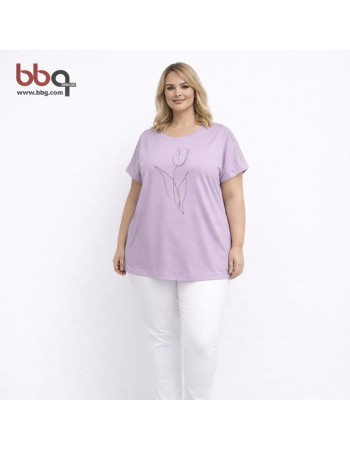 BAYAN BÜYÜK BEDEN TAŞLI T-SHIRT