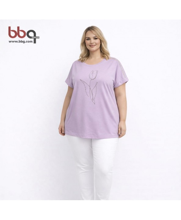 BAYAN BÜYÜK BEDEN TAŞLI T-SHIRT