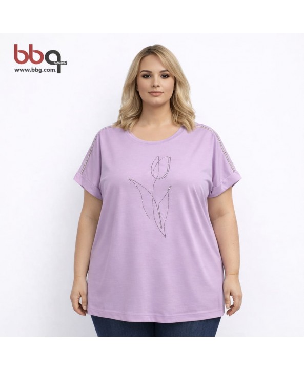 BAYAN BÜYÜK BEDEN TAŞLI T-SHIRT