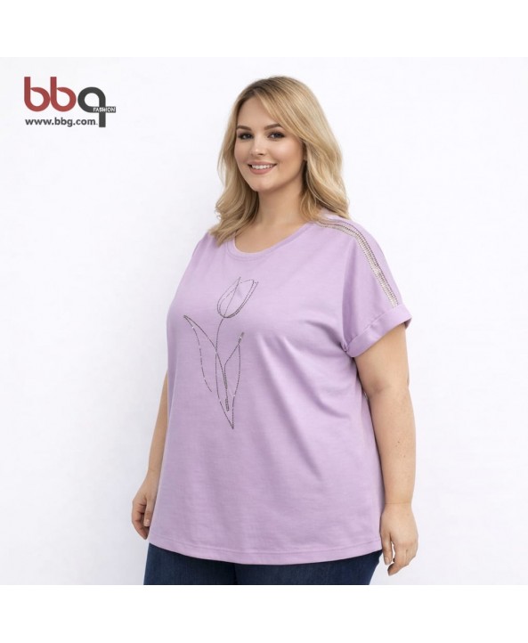 BAYAN BÜYÜK BEDEN TAŞLI T-SHIRT