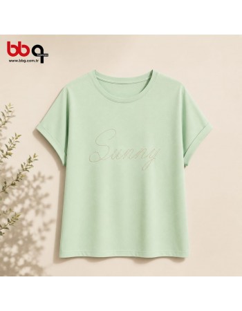 BAYAN BÜYÜK BEDEN GENİŞ KALIP % 100 PAMUK T-SHIRT-Y
