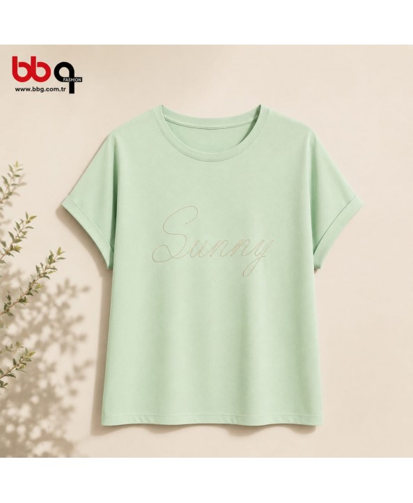 BAYAN BÜYÜK BEDEN GENİŞ KALIP % 100 PAMUK T-SHIRT-Y