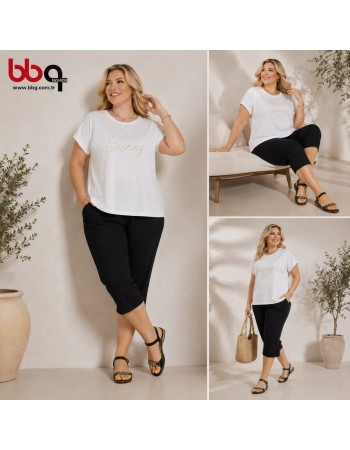 BAYAN BÜYÜK BEDEN GENİŞ KALIP % 100 PAMUK T-SHIRT-B