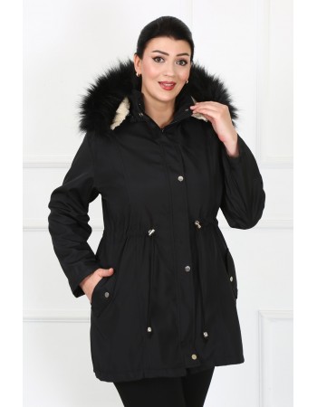 BAYAN BÜYÜK BEDEN KAPÜŞONLU MONT-S