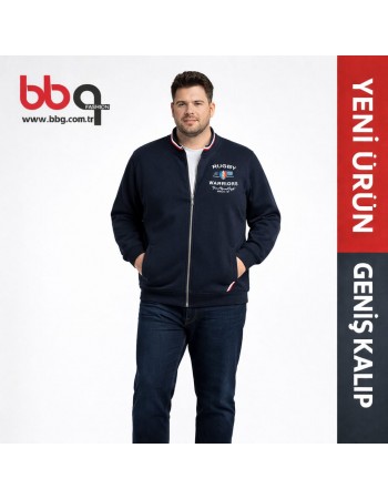 ERKEK BÜYÜK BEDEN GENİŞ KALIP FERMUARLI CEKET