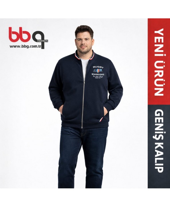 ERKEK BÜYÜK BEDEN GENİŞ KALIP FERMUARLI CEKET