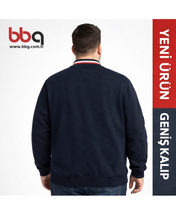 ERKEK BÜYÜK BEDEN GENİŞ KALIP FERMUARLI CEKET