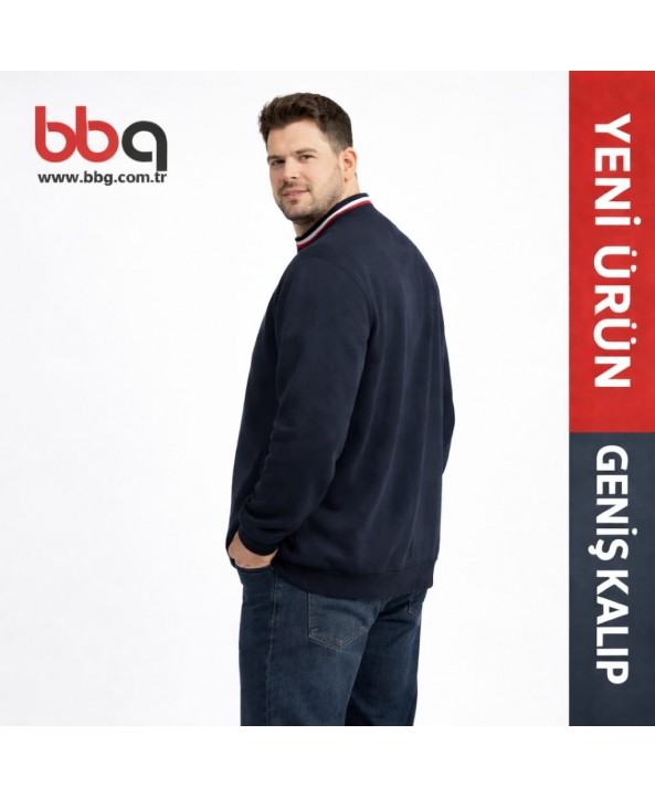 ERKEK BÜYÜK BEDEN GENİŞ KALIP FERMUARLI CEKET