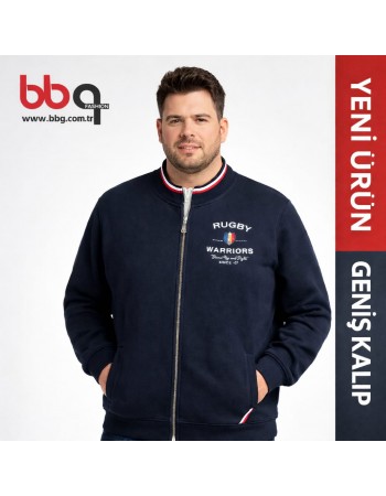 ERKEK BÜYÜK BEDEN GENİŞ KALIP FERMUARLI CEKET