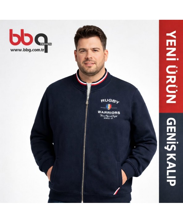 ERKEK BÜYÜK BEDEN GENİŞ KALIP FERMUARLI CEKET