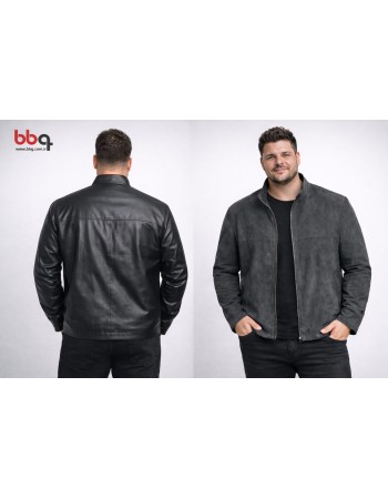 ERKEK BÜYÜK BEDEN GENİŞ KALIP ÇİFT TARAFLI KUZU DERİ CEKET-S