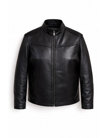 ERKEK BÜYÜK BEDEN GENİŞ KALIP  SİYAH KUZU DERİ CEKET