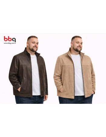 ERKEK BÜYÜK BEDEN GENİŞ KALIP ÇİFT TARAFLI KUZU DERİ CEKET-K