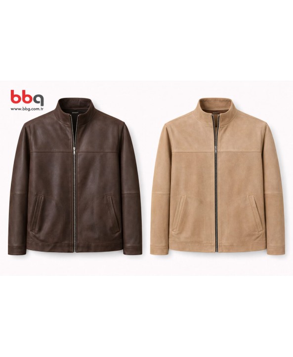 ERKEK BÜYÜK BEDEN GENİŞ KALIP ÇİFT TARAFLI KUZU DERİ CEKET-K