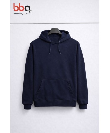 ERKEK BÜYÜK BEDEN GENİŞ KALIP ÜÇ İPLİK LACİVERT SWEAT