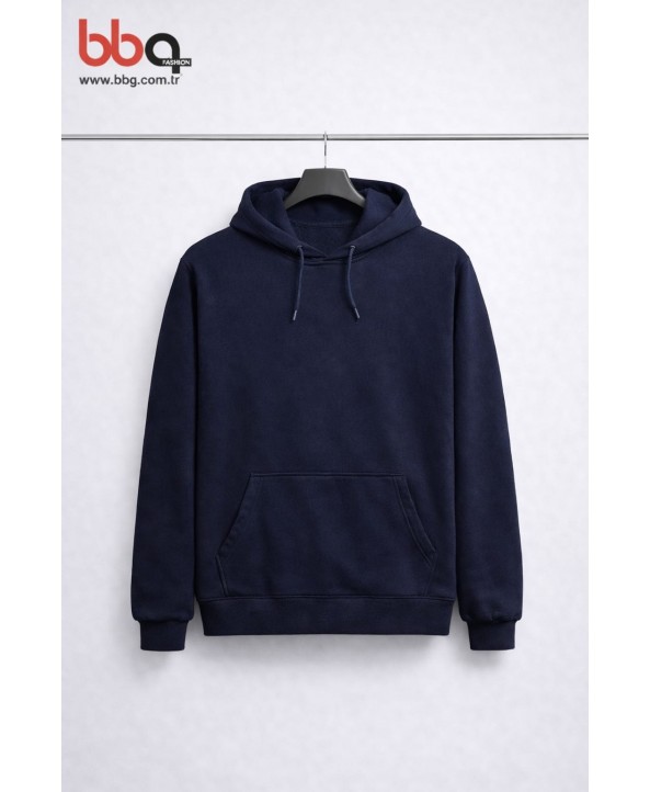 ERKEK BÜYÜK BEDEN GENİŞ KALIP ÜÇ İPLİK LACİVERT SWEAT