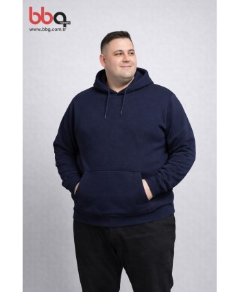 ERKEK BÜYÜK BEDEN GENİŞ KALIP ÜÇ İPLİK LACİVERT SWEAT