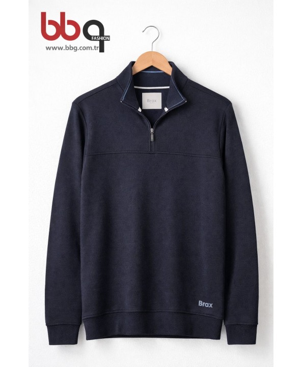 ERKEK BÜYÜK BEDEN GENİŞ KALIP YARIM FERMUARLI SWEAT